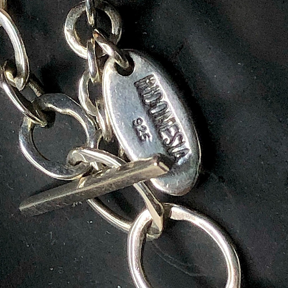 LOIS HILL Sterling Silver Cut Out Mother Of Pearl Open Link Toggle Necklace NWOT - Picture 11 of 17